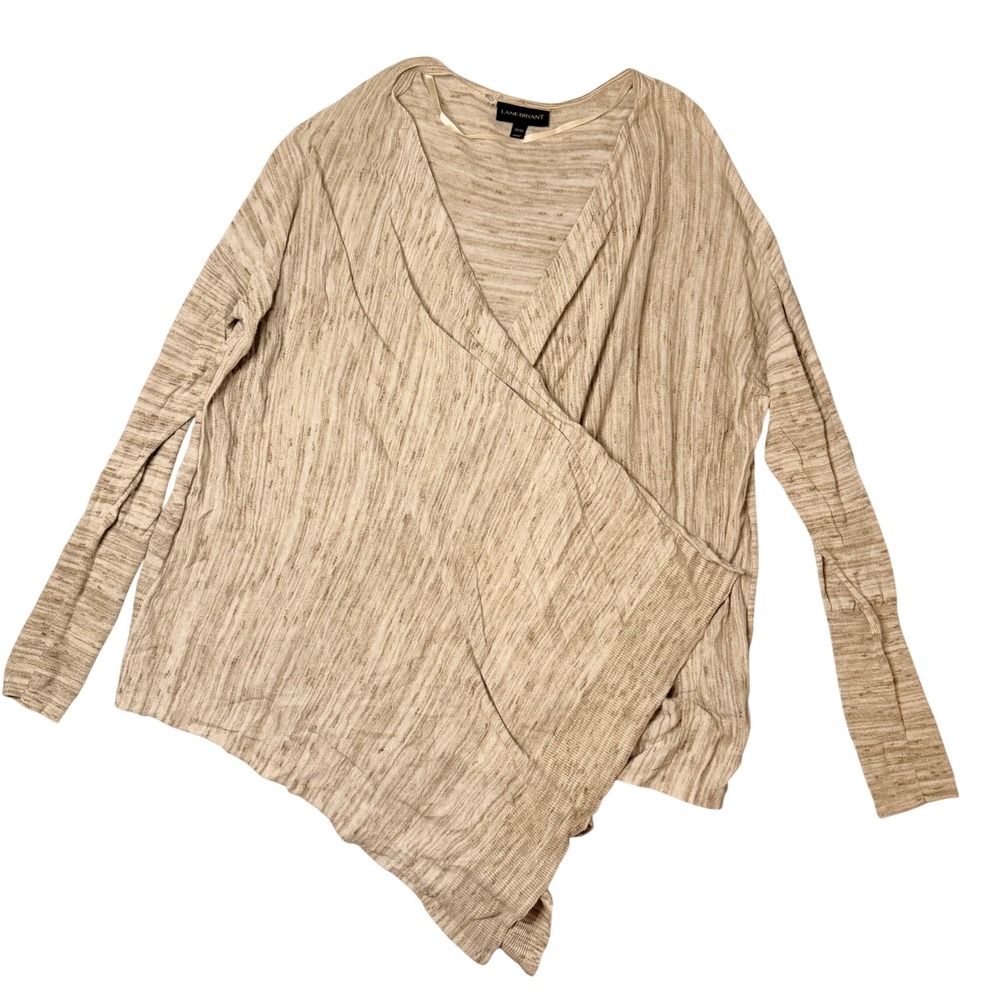 Lane Bryant Womens Wrap Knit Sweater Beige Marled Size 22/24